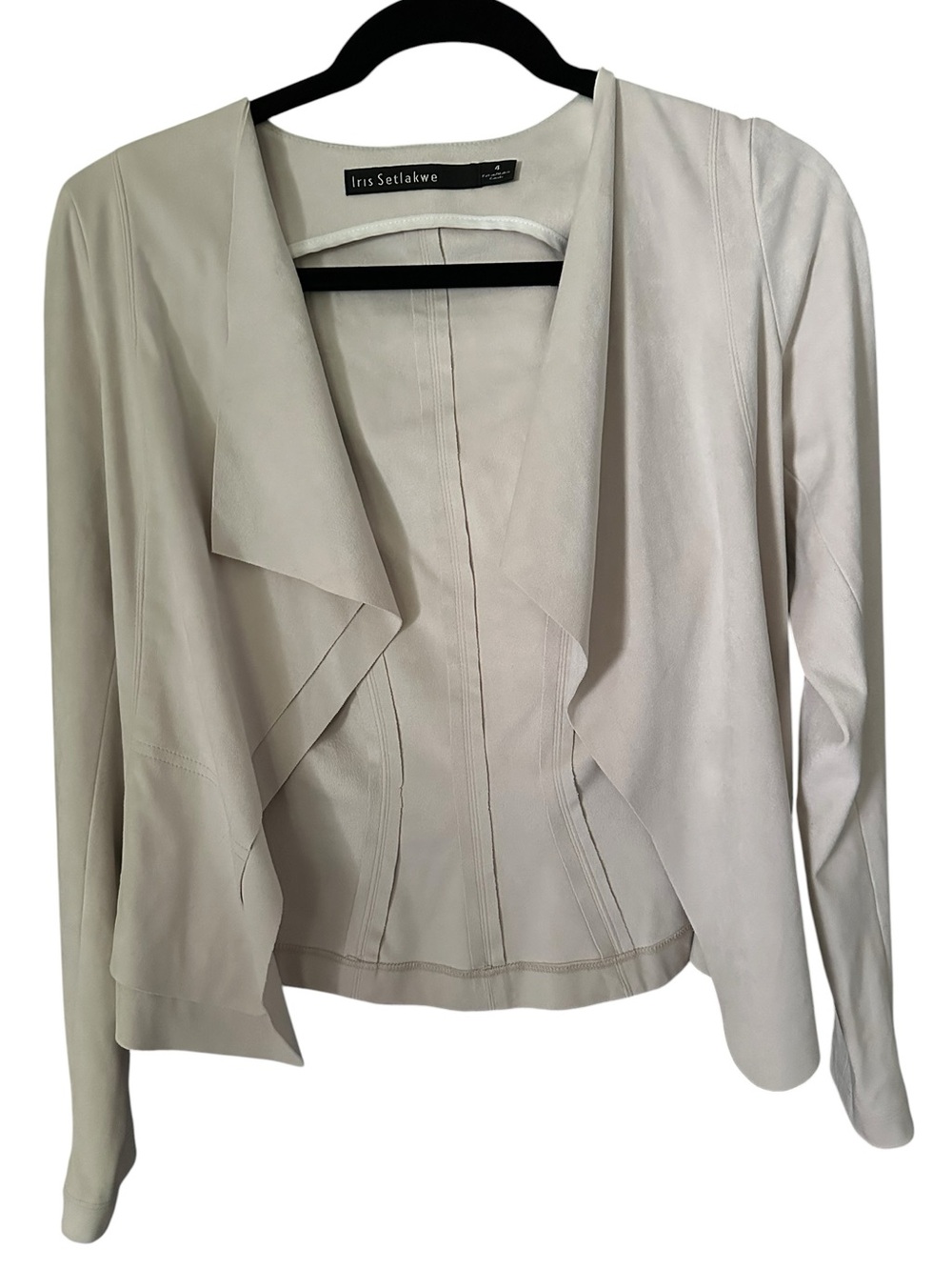 Iris Setlakwe Cream Draped Open Front Jacket Size 4